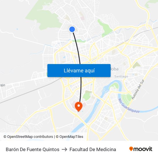 Barón De Fuente Quintos to Facultad De Medicina map