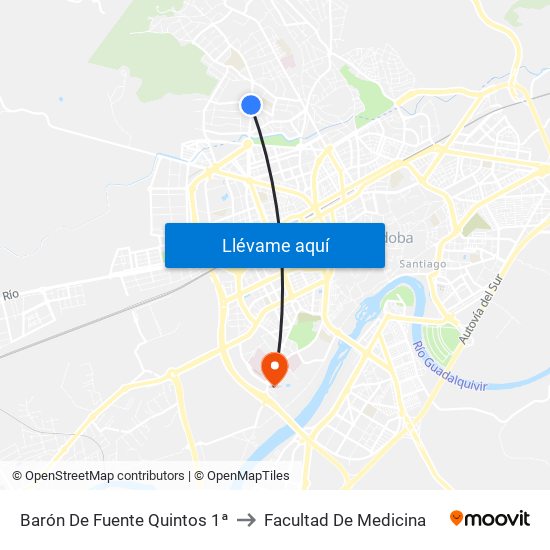 Barón De Fuente Quintos 1ª to Facultad De Medicina map
