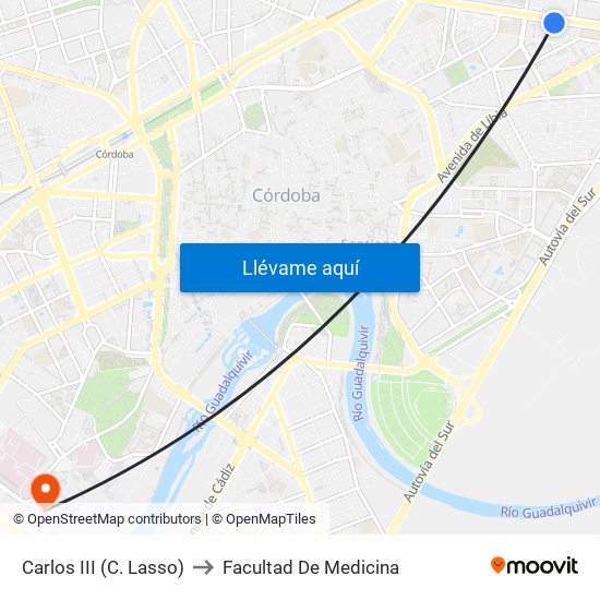 Carlos III (C. Lasso) to Facultad De Medicina map