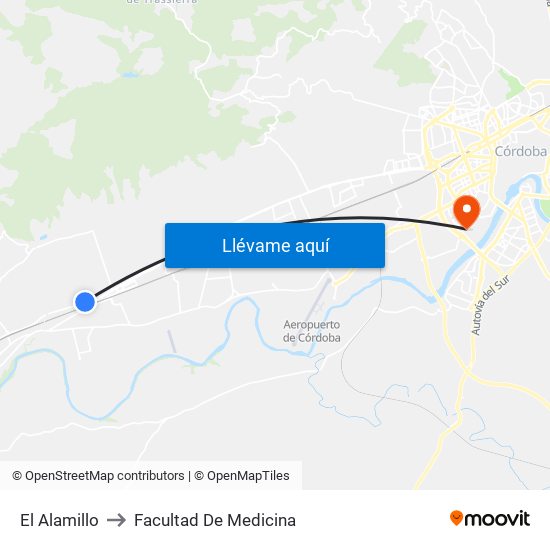 El Alamillo to Facultad De Medicina map