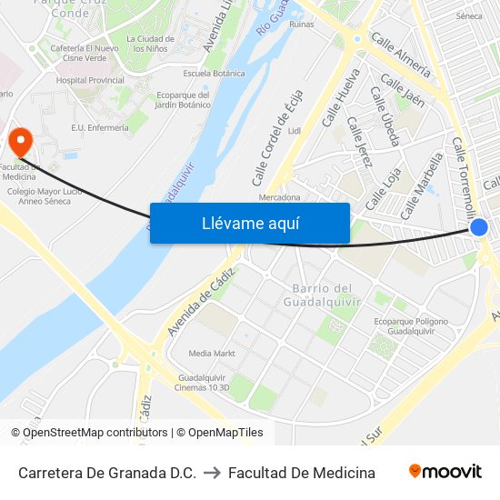 Carretera De Granada D.C. to Facultad De Medicina map