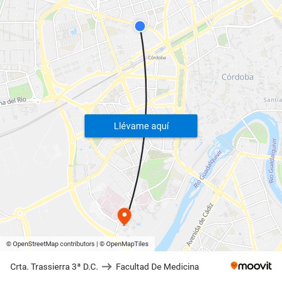 Crta. Trassierra 3ª D.C. to Facultad De Medicina map