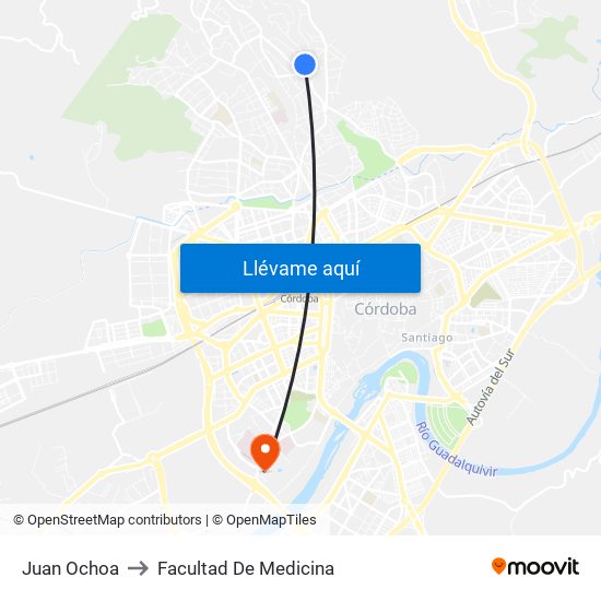 Juan Ochoa to Facultad De Medicina map
