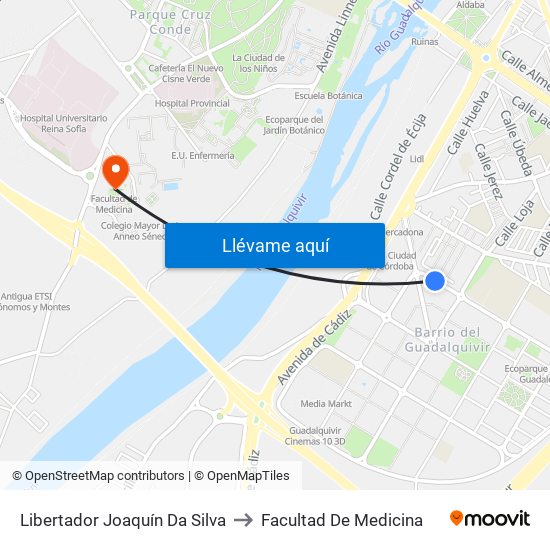 Libertador Joaquín Da Silva to Facultad De Medicina map