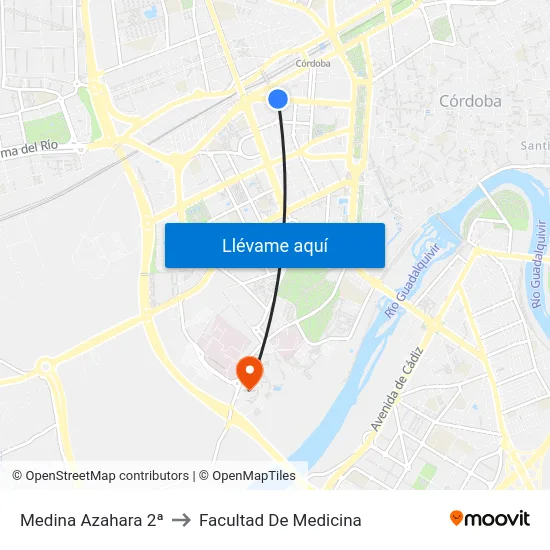 Medina Azahara 2ª to Facultad De Medicina map