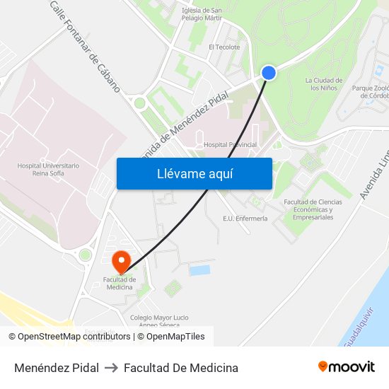 Menéndez Pidal to Facultad De Medicina map