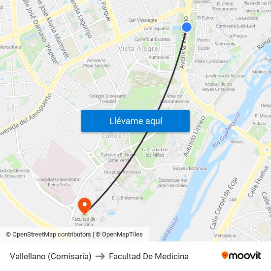 Vallellano (Comisaría) to Facultad De Medicina map