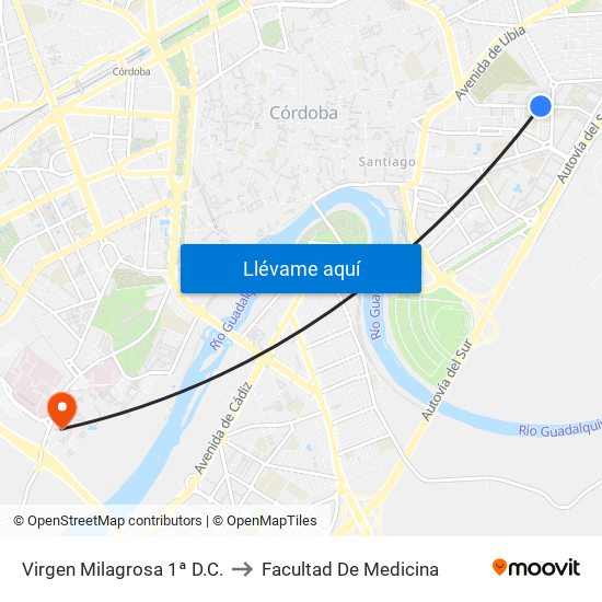 Virgen Milagrosa 1ª D.C. to Facultad De Medicina map
