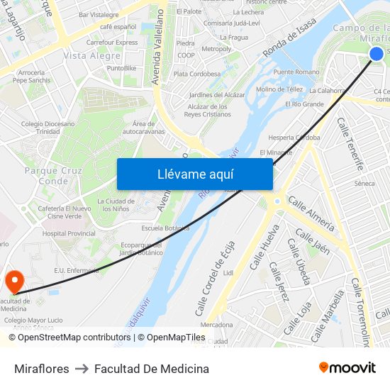 Miraflores to Facultad De Medicina map