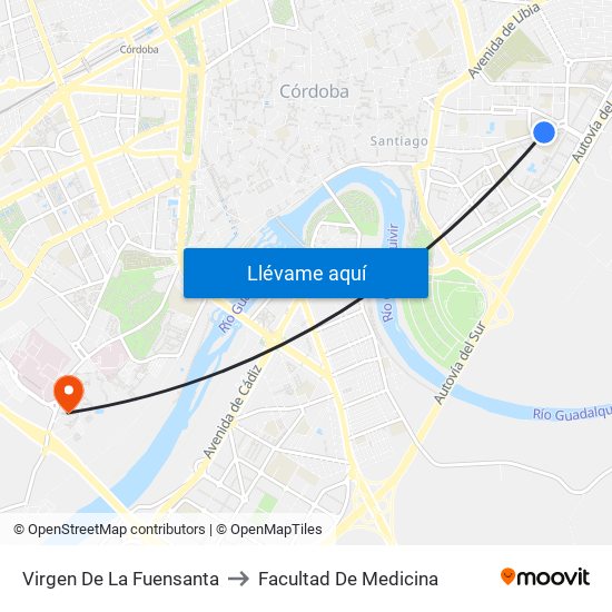 Virgen De La Fuensanta to Facultad De Medicina map