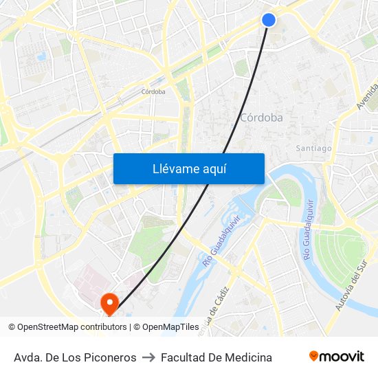 Avda. De Los Piconeros to Facultad De Medicina map