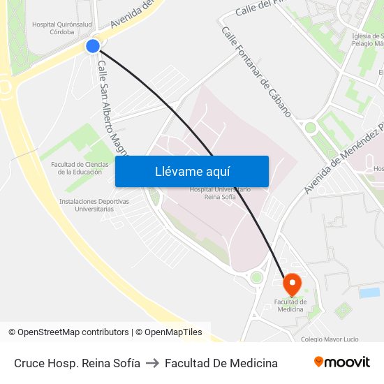 Cruce Hosp. Reina Sofía to Facultad De Medicina map