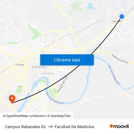 Campus Rabanales Dc to Facultad De Medicina map