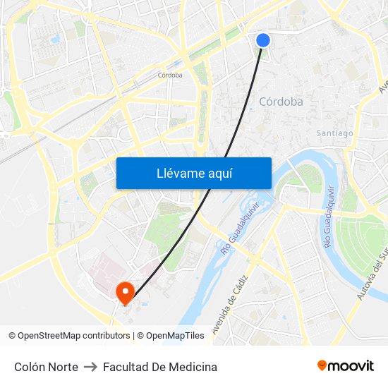 Colón Norte to Facultad De Medicina map