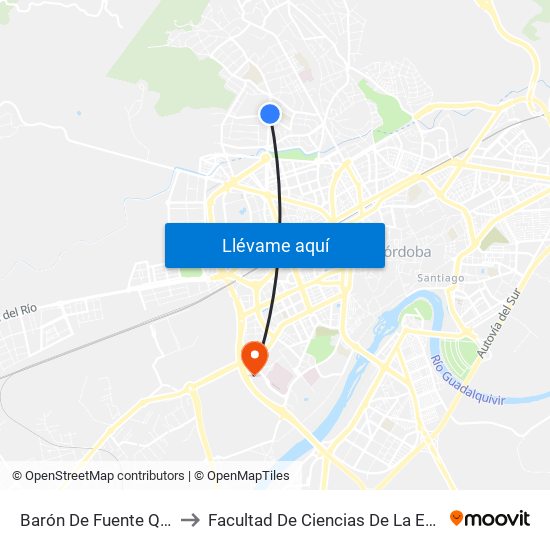 Barón De Fuente Quintos to Facultad De Ciencias De La Educación map