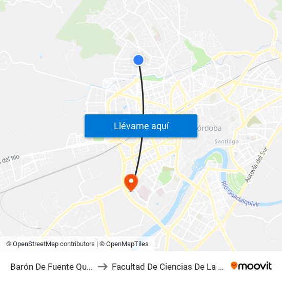 Barón De Fuente Quintos 1ª to Facultad De Ciencias De La Educación map