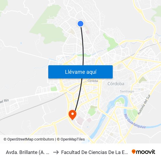 Avda. Brillante (A. Núñez) to Facultad De Ciencias De La Educación map
