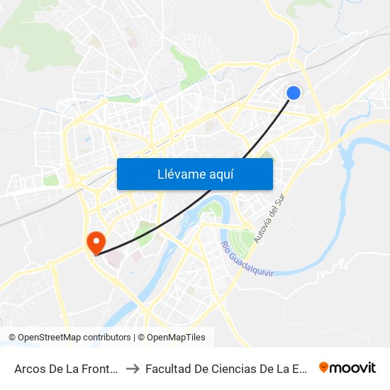 Arcos De La Frontera 1ª to Facultad De Ciencias De La Educación map