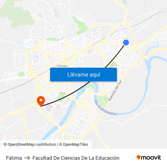 Fátima to Facultad De Ciencias De La Educación map