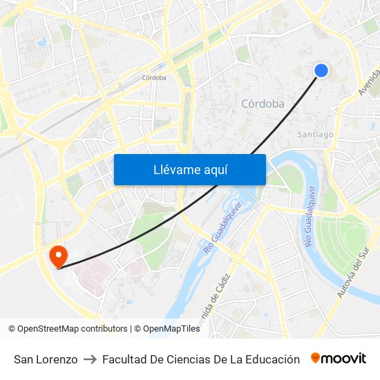 San Lorenzo to Facultad De Ciencias De La Educación map