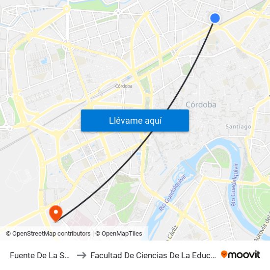 Fuente De La Salud to Facultad De Ciencias De La Educación map