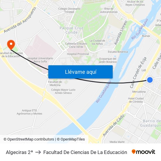 Algeciras 2ª to Facultad De Ciencias De La Educación map