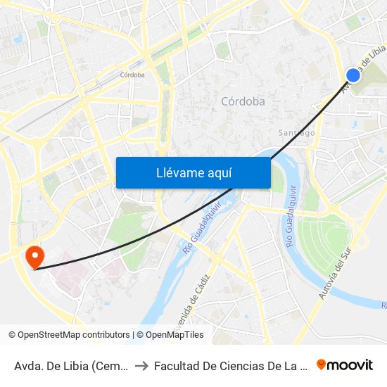 Avda. De Libia (Cementerio) to Facultad De Ciencias De La Educación map