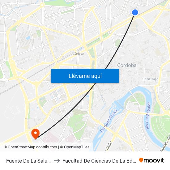 Fuente De La Salud D.C. to Facultad De Ciencias De La Educación map