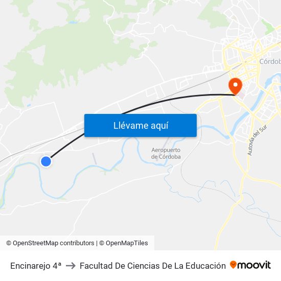 Encinarejo 4ª to Facultad De Ciencias De La Educación map