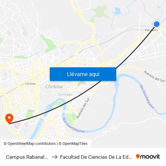 Campus Rabanales Dc to Facultad De Ciencias De La Educación map