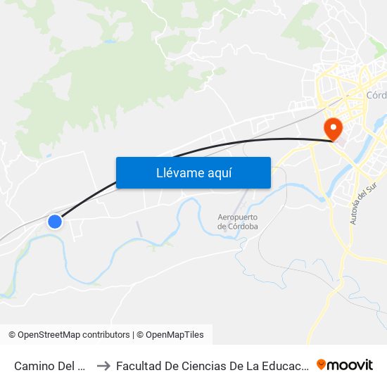 Camino Del Río to Facultad De Ciencias De La Educación map