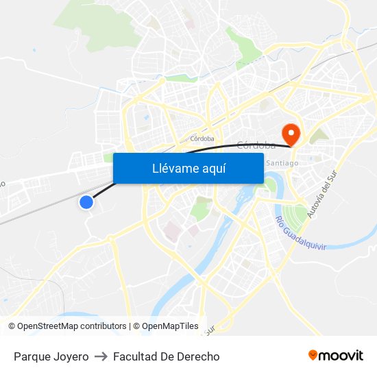 Parque Joyero to Facultad De Derecho map