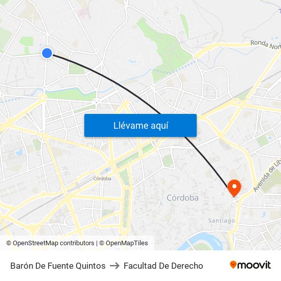 Barón De Fuente Quintos to Facultad De Derecho map