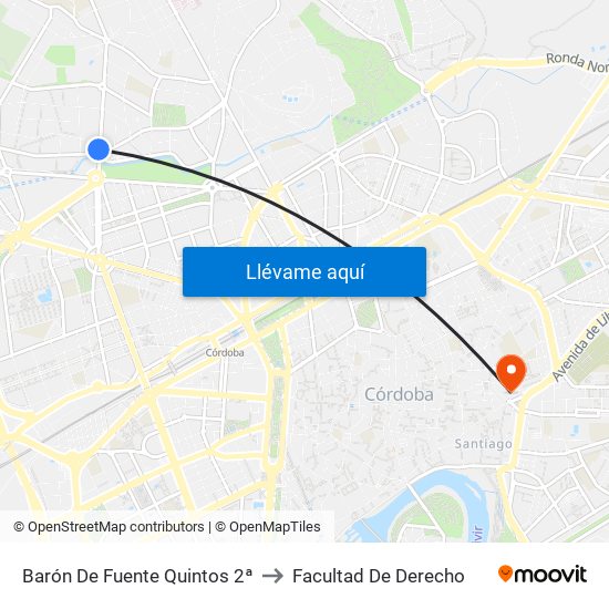 Barón De Fuente Quintos 2ª to Facultad De Derecho map