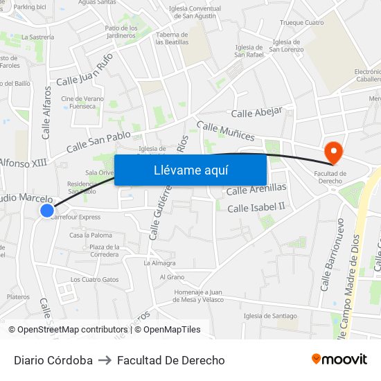 Diario Córdoba to Facultad De Derecho map