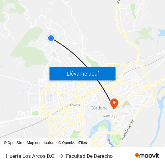 Huerta Los Arcos D.C. to Facultad De Derecho map
