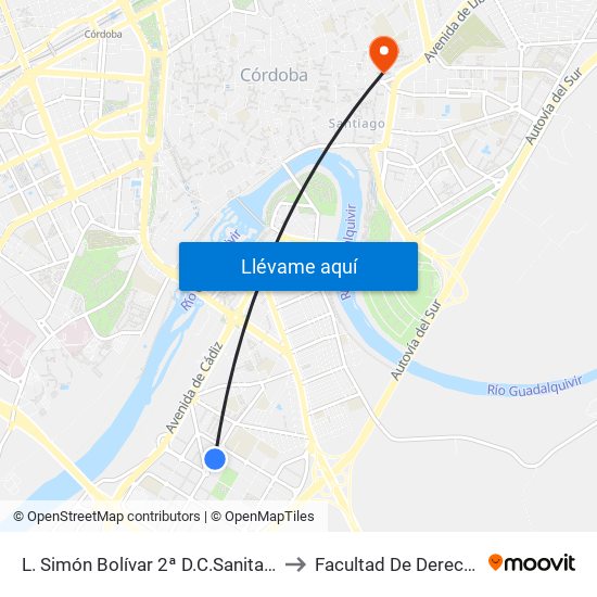 L. Simón Bolívar 2ª D.C.Sanitaria to Facultad De Derecho map