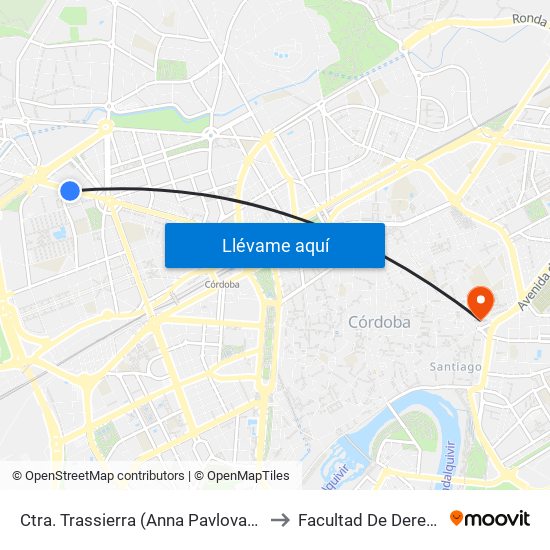Ctra. Trassierra (Anna Pavlova) D.C to Facultad De Derecho map