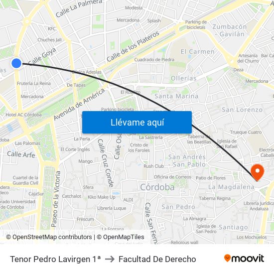Tenor Pedro Lavirgen 1ª to Facultad De Derecho map