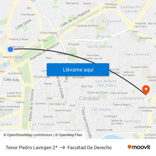 Tenor Pedro Lavirgen 2ª to Facultad De Derecho map