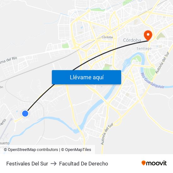 Festivales Del Sur to Facultad De Derecho map