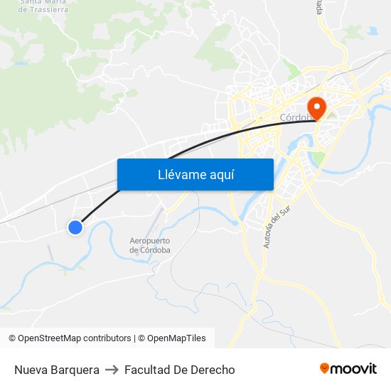 Nueva Barquera to Facultad De Derecho map