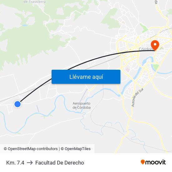 Km. 7.4 to Facultad De Derecho map