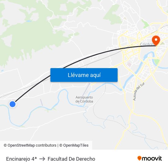 Encinarejo 4ª to Facultad De Derecho map