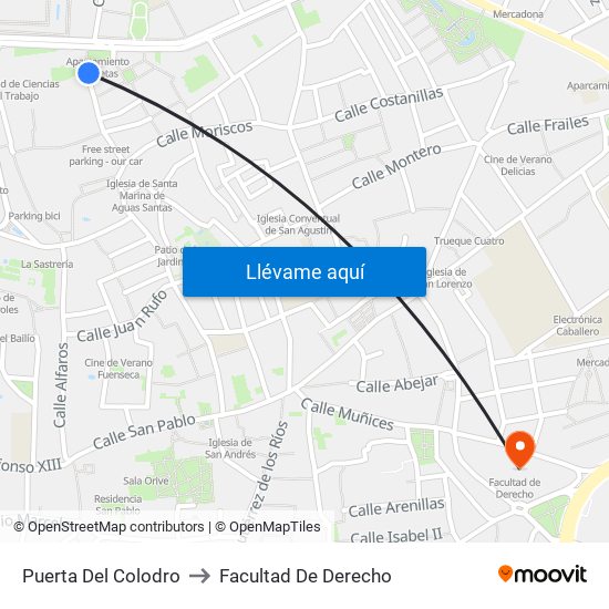 Puerta Del Colodro to Facultad De Derecho map