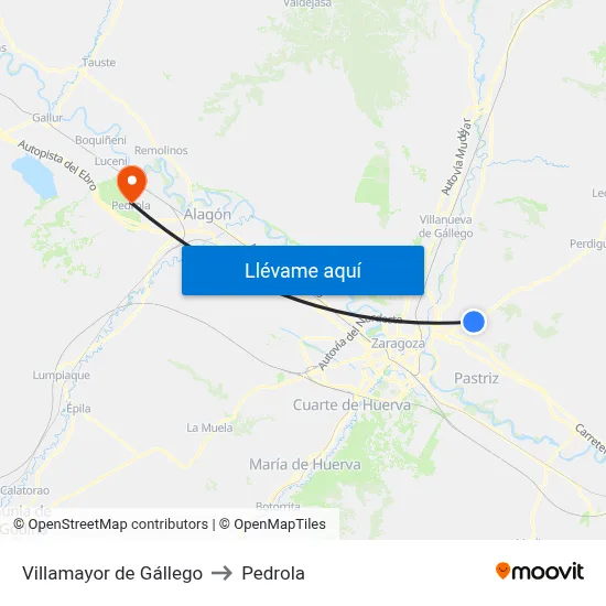 Villamayor de Gállego to Pedrola map