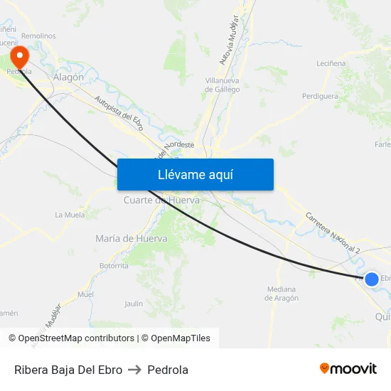 Ribera Baja Del Ebro to Pedrola map