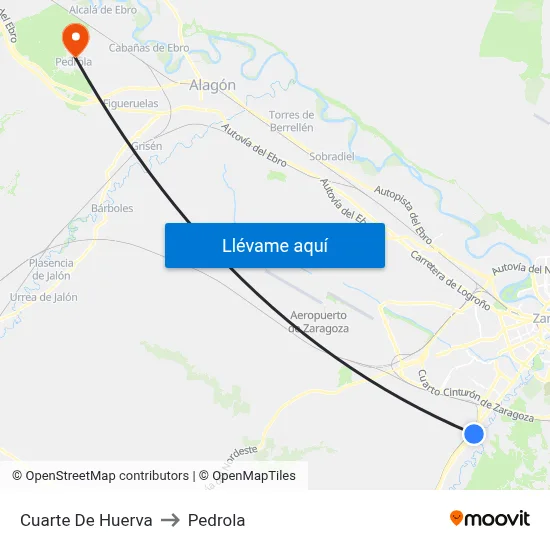 Cuarte De Huerva to Pedrola map