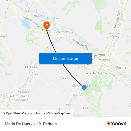María De Huerva to Pedrola map