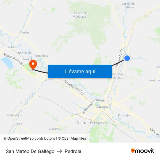 San Mateo De Gállego to Pedrola map
